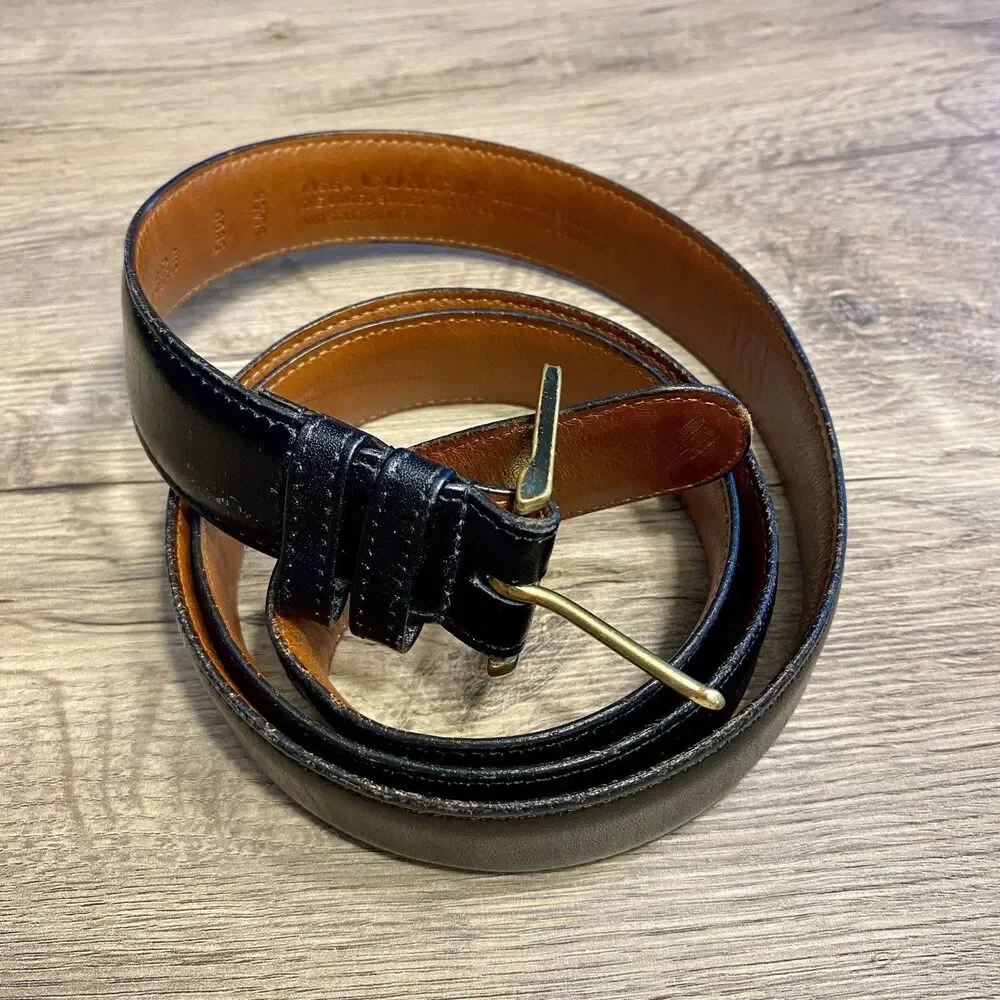 Vintage Coach 5800 Black Leather Belt Made in USA Solid Brass Buckle 44